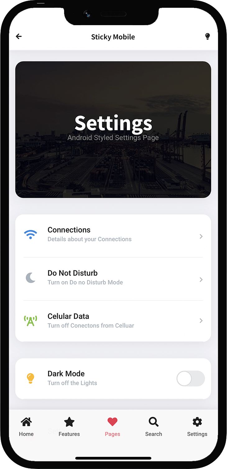 Android Styled Settings Page
