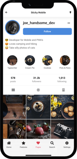 Social Media App Template homepage instagram style